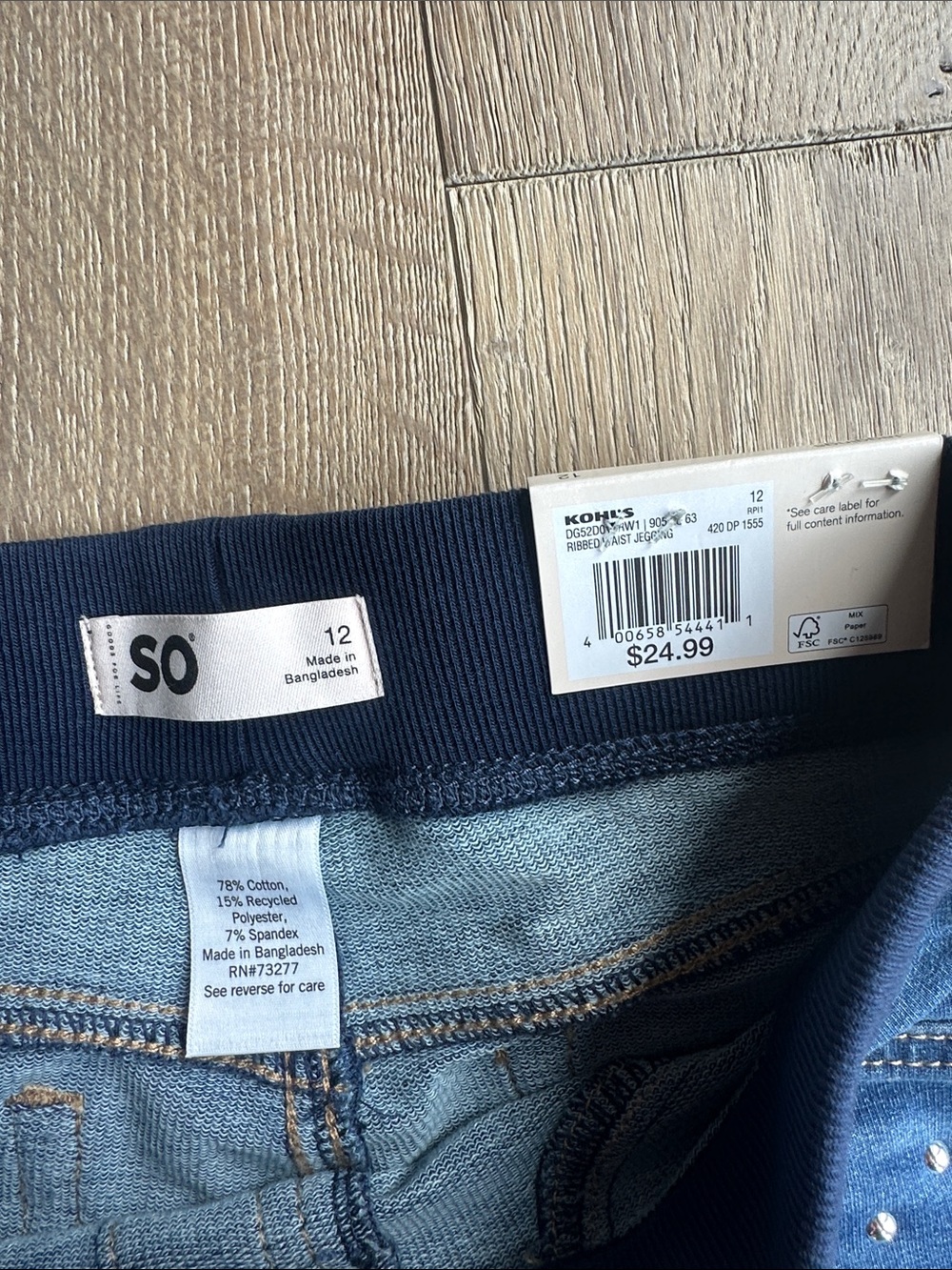 SO Girls Dark Blue Jegging Leggings with Gold Studs - Picture 3 of 5
